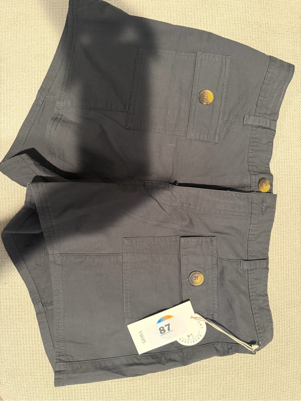 Vuori Charcoal Women's Cargo Shorts with Buttons